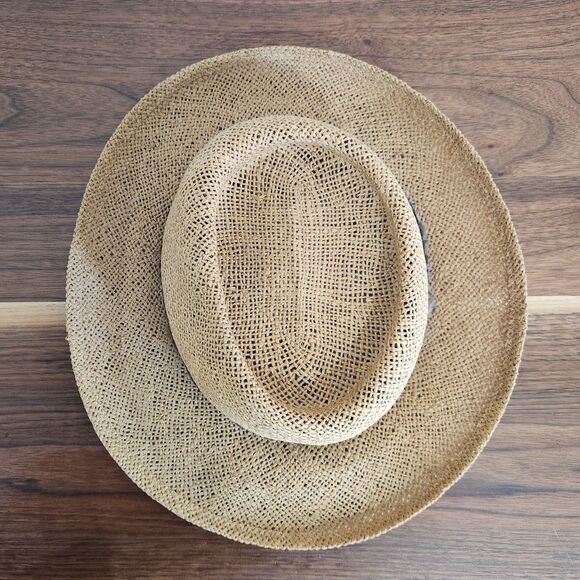 Borsalino Vintage Panama Hat Woven Brown Fedora Made in Italy Size Large - Picture 5 of 10